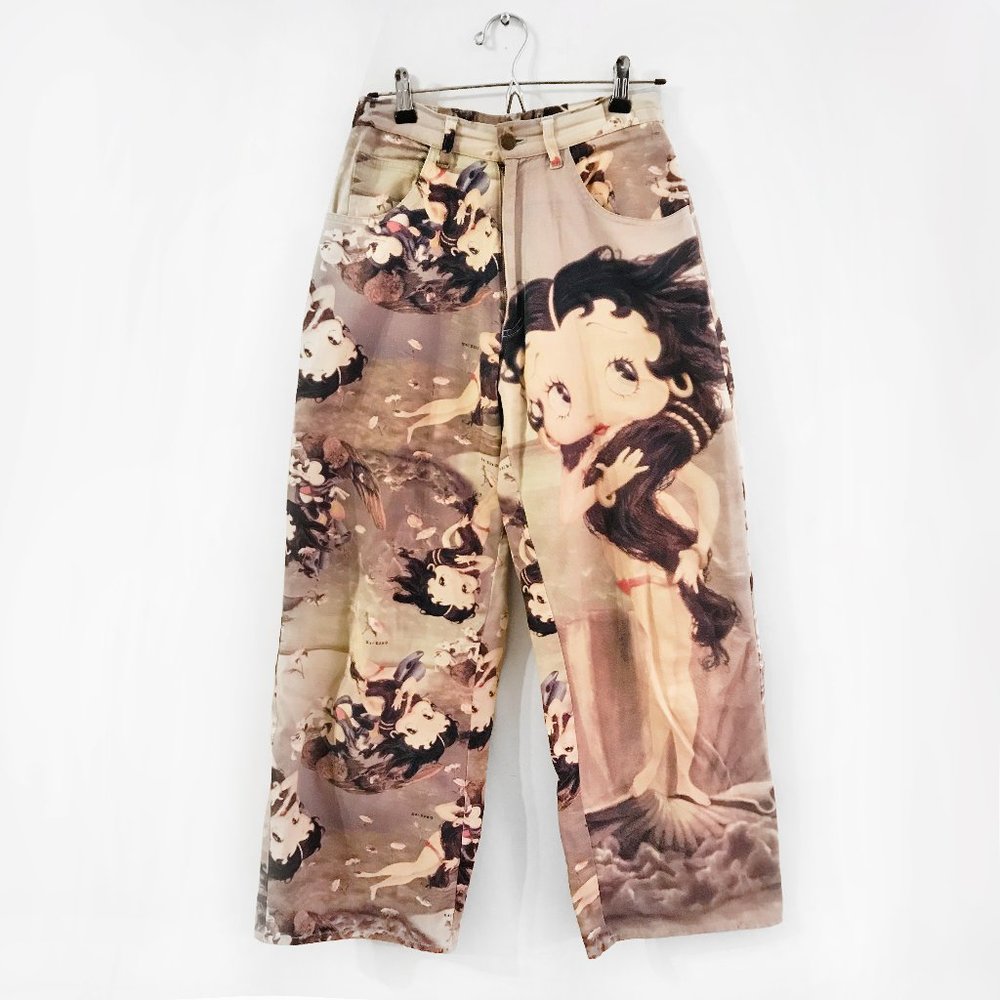 Vintage | Japanese | Betty Boop wide denim pants | 27"